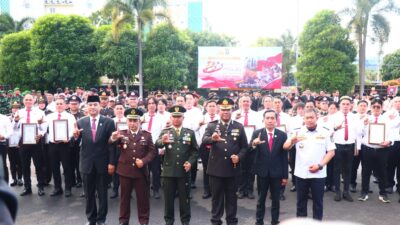 Peringatan HUT Bhyayangkara ke-80 Tahun 2026 di Halaman Polresta Bandar Lampung, Dandim.0410 Kolonel Arm Roni Hermawan Hadir Menunjukkan Sinergitas TNI-Polri
