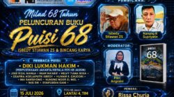 Milad ke-68 Isbedy Stiawan ZS Dirayakan Lewat Peluncuran “Puisi 68”, PDS HB Jassin Jadi Panggung Sastra Nasional
