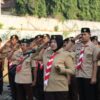 Kapolres Lampung Utara AKBP Raswidiati Anggraini, memimpin ziarah makam pahlawan dalam rangka memperingati Hari Pramuka ke-65
